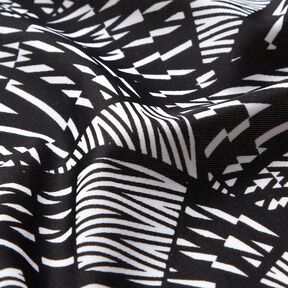 Badetøjsstof abstrakt grafisk mønster – sort/hvid, 