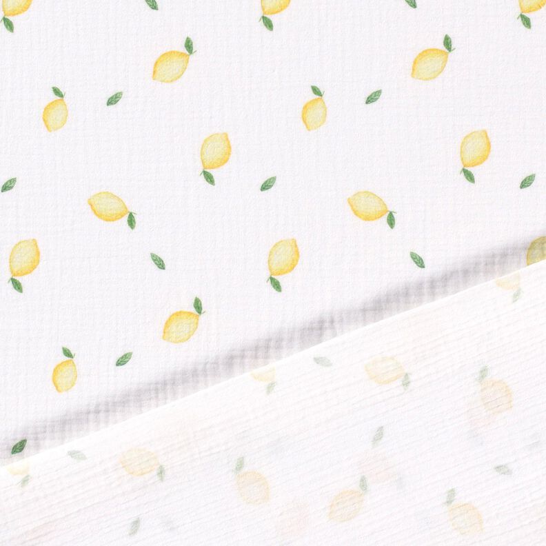 Musselin/Dobbelt-Crincle stof Akvarel citroner Digitaltryk – hvid,  image number 4