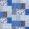 Bomuldsstof Cretonne patchwork-look – hvid/blå,  thumbnail number 1