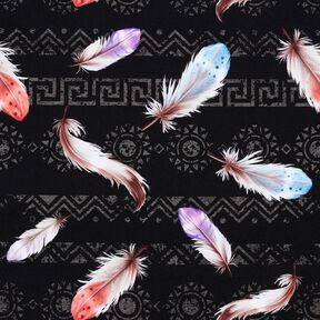 French Terry boho-fjer | Glitzerpüppi  – sort/hummerfarvet, 