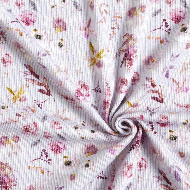 Rib-jersey Delikate vilde blomster, digitaltryk – pastelhyld/rødlilla,  image number 3