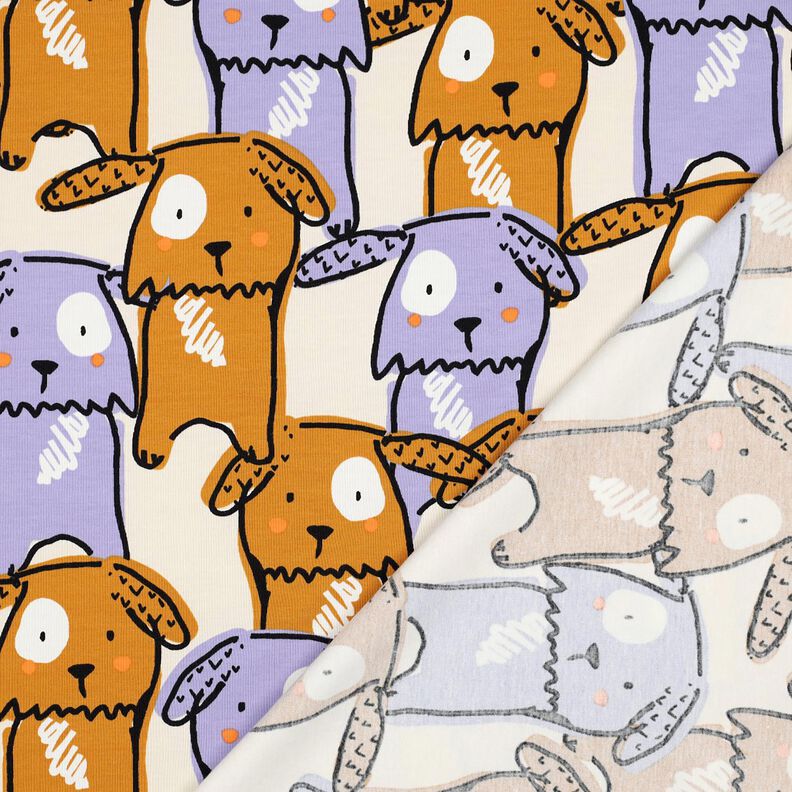 Bomuldsjersey hunde med slappe ører | Poppy Fabrics – uldhvid,  image number 4