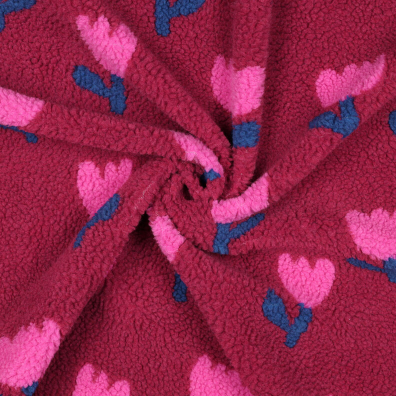 Teddyplys Tulipaner | Poppy Fabrics – karminrød,  image number 3