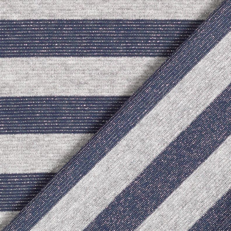 jersey glitter vandrette striber – lysegrå/marineblå,  image number 5