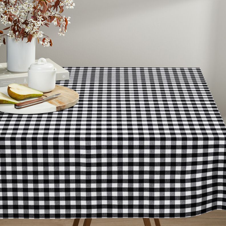 Bomuldsstof Vichy tern 1,7 cm – sort/hvid,  image number 7