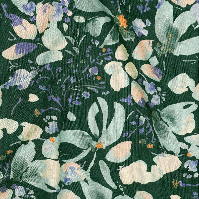 Viskosestof Forårsblomster digitaltryk – mørkegrøn/lys mint,  image number 2