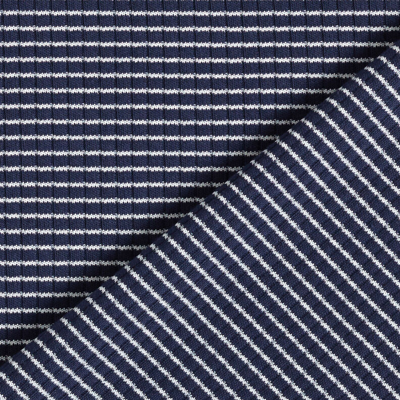 Rib-jersey mini-striber – marineblå/hvid,  image number 5