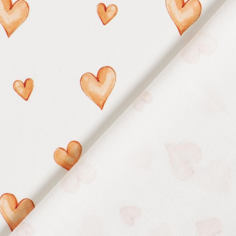 Bomuldsjersey akvarel hjerter Digitaltryk – elfenben/lysorange,  image number 4