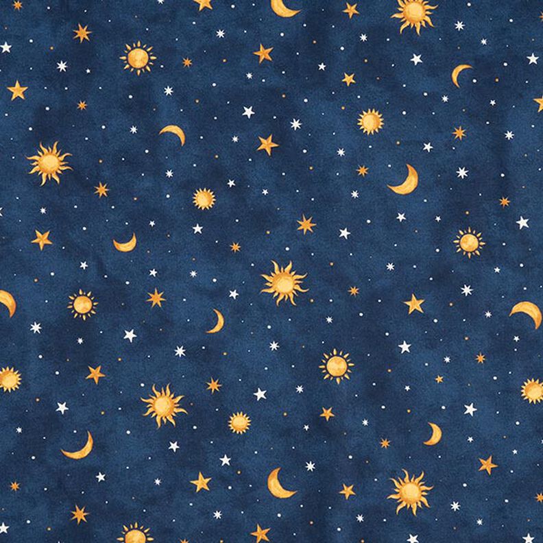 Dekorationsstof Glow in the Dark nattehimmel – guld/marineblå,  image number 11