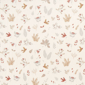 Musselin/Dobbelt-Crincle stof skovplanter &ndash; uldhvid, 