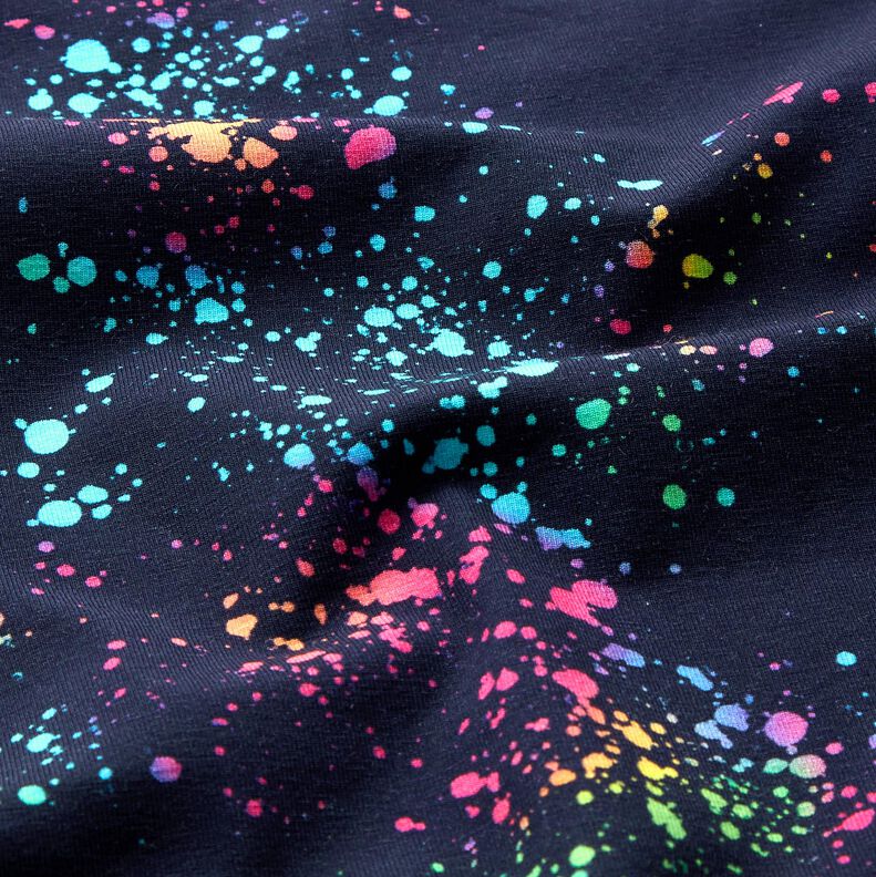 Bomuldsjersey farverige farvestænk | Glitzerpüppi – marineblå/farvemix,  image number 1