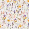 Dekorationsstof Bomuldskiper vilde blomster – elfenben/lilla,  thumbnail number 1