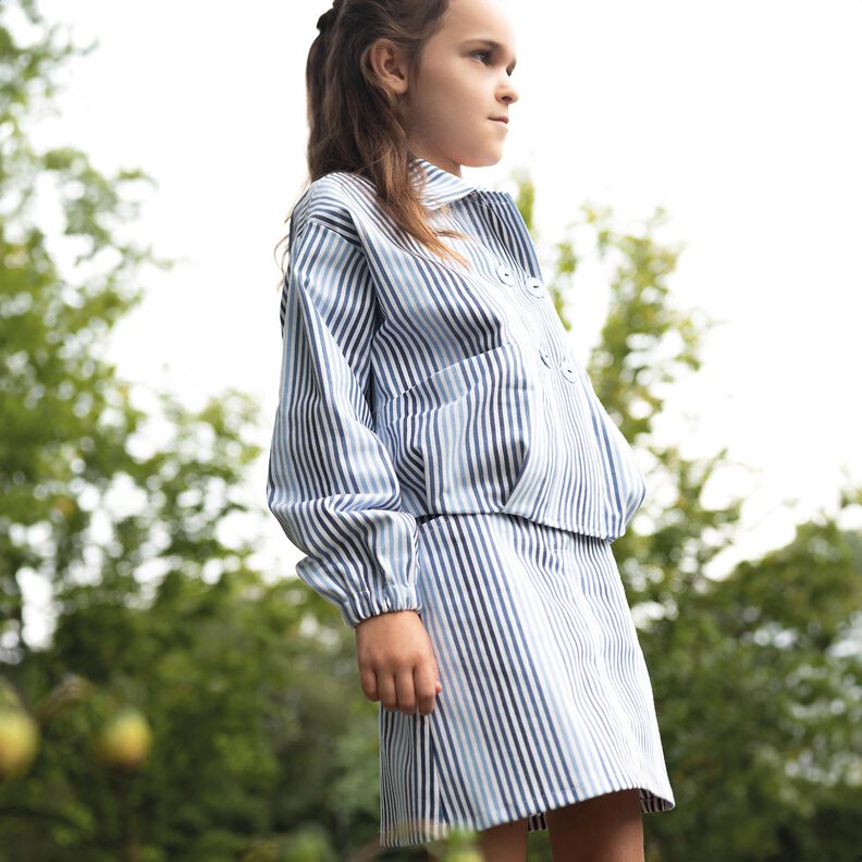 Denim Bomuldsblanding Striber| Poppy Fabrics – jeansblå/uldhvid,  image number 7