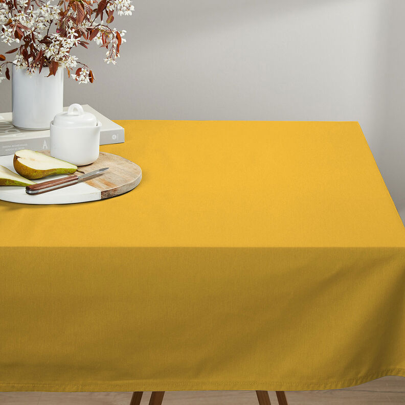 Bomuldsstof Cretonne Ensfarvet – sennep,  image number 5