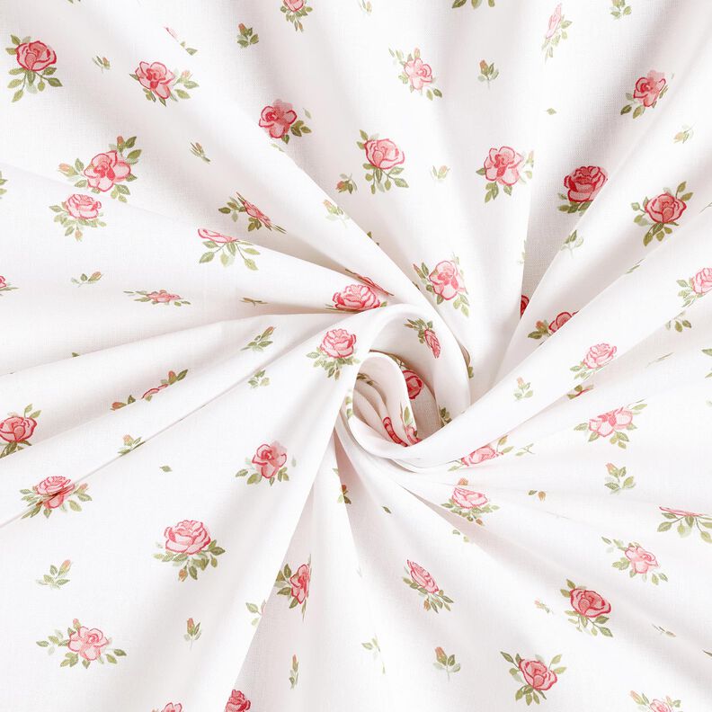 Bomuldspoplin fine roser – rød/hvid,  image number 3