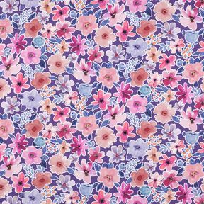 Bomuldspoplin blomster | Poppy Fabrics – rødlilla, 