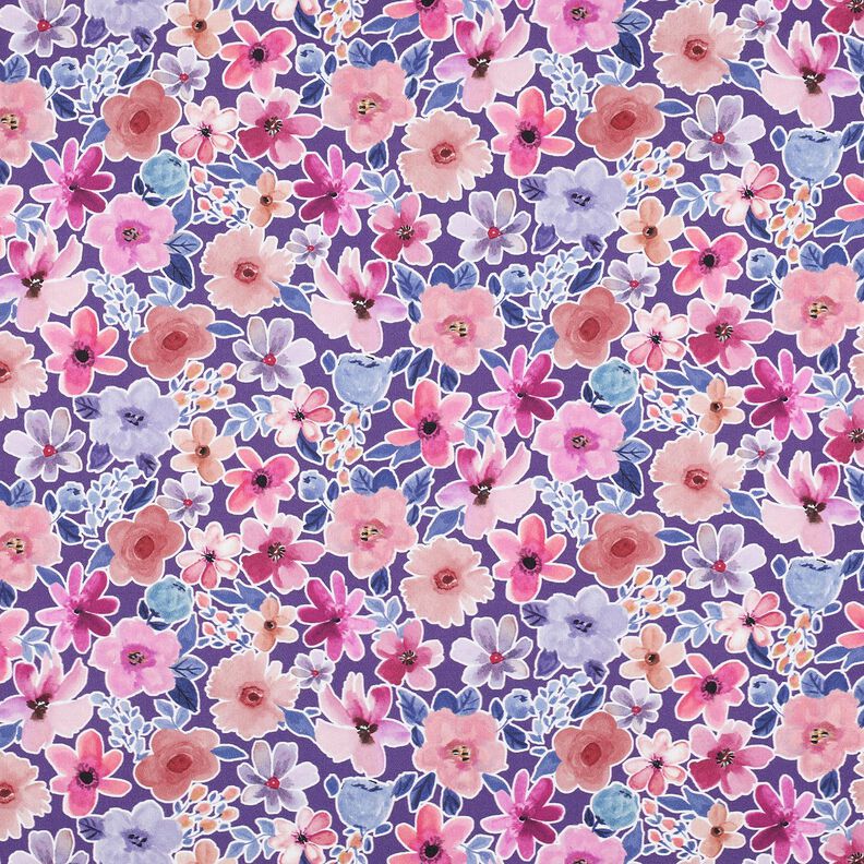 Bomuldspoplin blomster | Poppy Fabrics – rødlilla,  image number 1