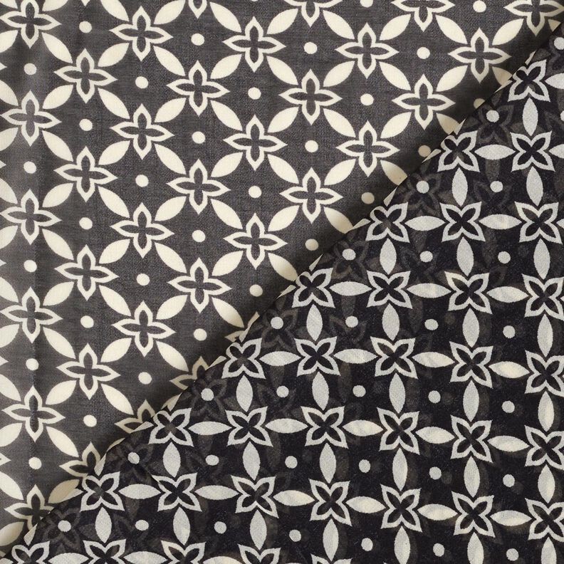 Chiffon blomstermønster – sort/hvid,  image number 4