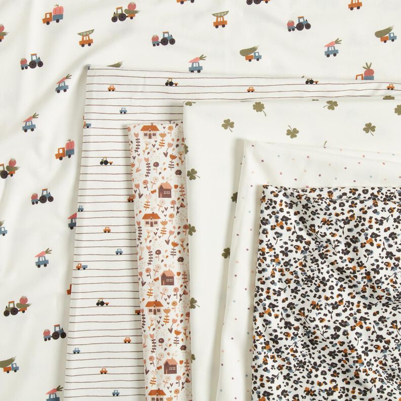 Bomuldsjersey minibiler på patrulje – uldhvid,  image number 5