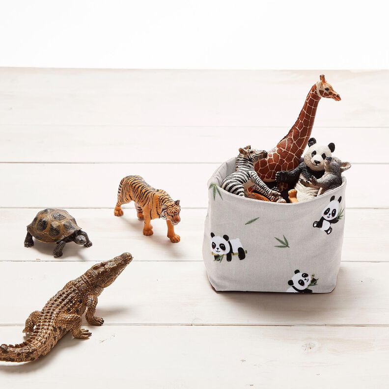 Bomuldsstof Cretonne sød pandabjørn – natur,  image number 6