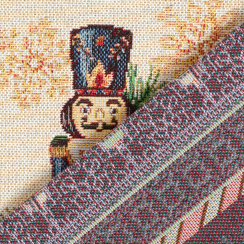 Dekorativt panelstof Gobelin nøddeknækkere duo – karminrød/lysebeige,  image number 4