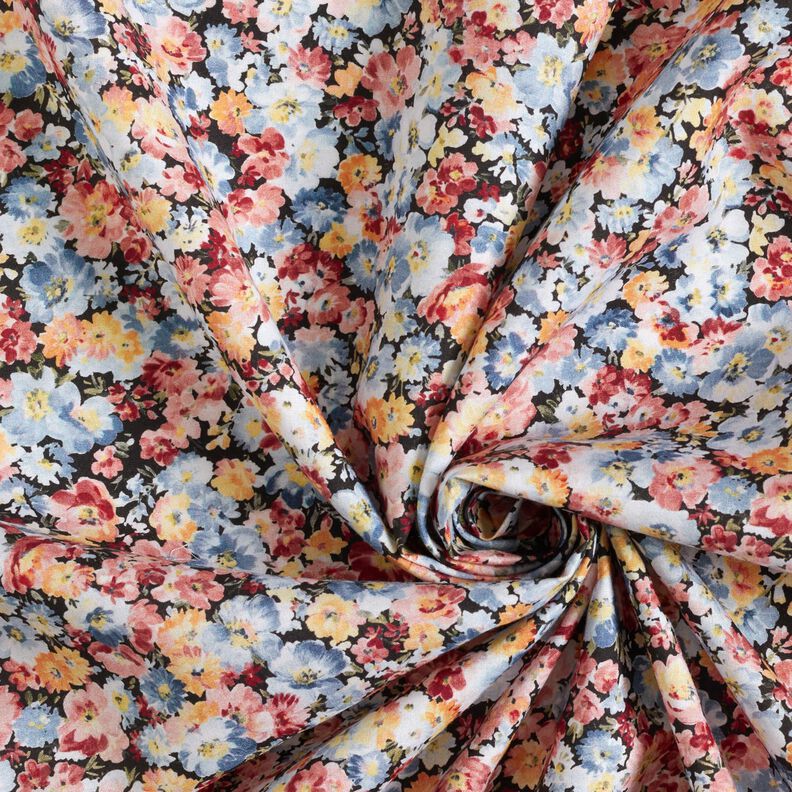 Viskosestof Blomstereng – lys jeans-blå/sort,  image number 3