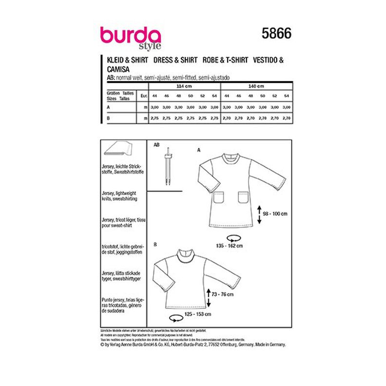 Plus-Size Kjole / Shirt | Burda 5866 | 44-54,  image number 9