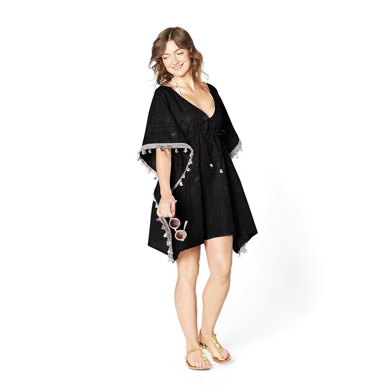 Bomuldsstof Hør-look – sort,  image number 5