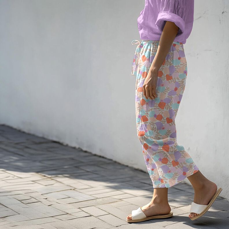 Viskose-hør-miks Lema Poppies | Nerida Hansen – uldhvid/eukalyptus,  image number 6