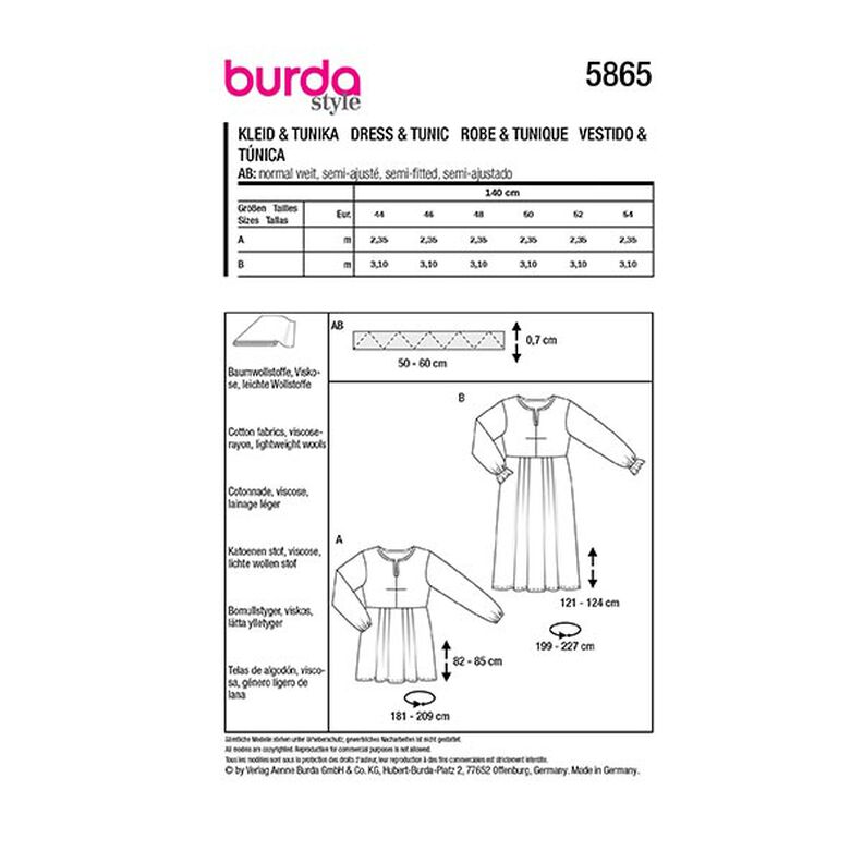 Plus-Size Kjole / Tunika | Burda 5865 | 44-54,  image number 9