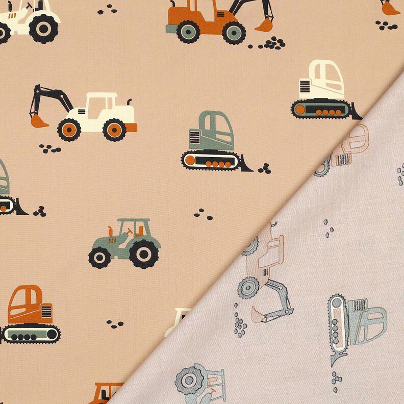 Bomuldspoplin gravemaskiner og traktorer | Poppy Fabrics – beige,  image number 4