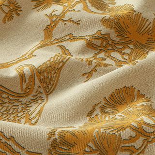 Dekorationsstof Canvas kinesisk trane – beige/karrygul, 