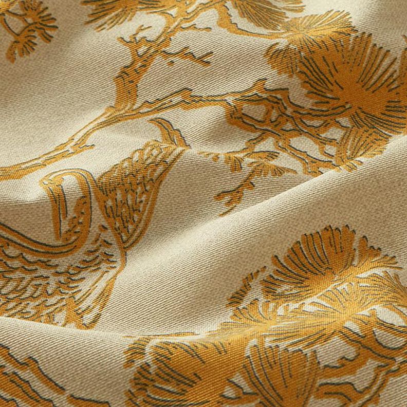Dekorationsstof Canvas kinesisk trane – beige/karrygul,  image number 2