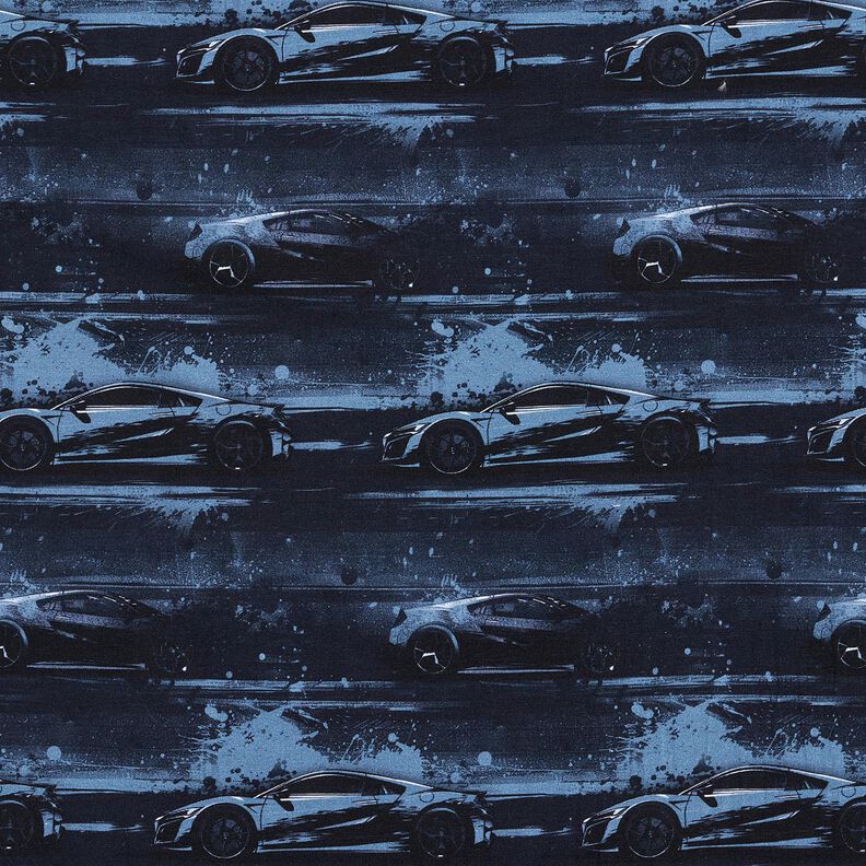 Bomuldsjersey racerbil Digitaltryk – sort-blå,  image number 1