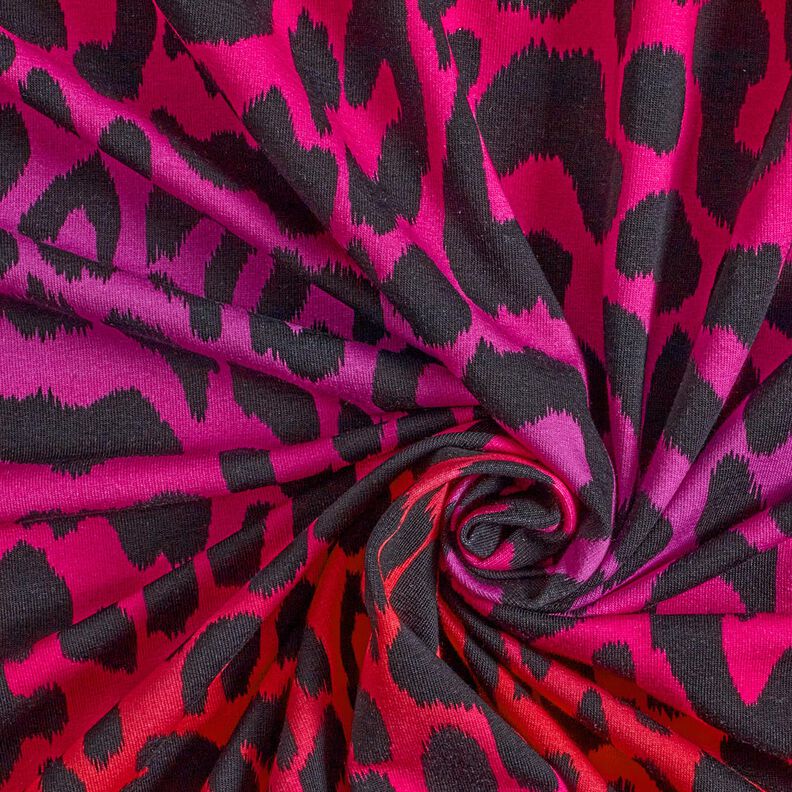 French Terry Sommersweat Farveforløb leopard Digitaltryk | by Poppy – purpur/ildrød,  image number 3