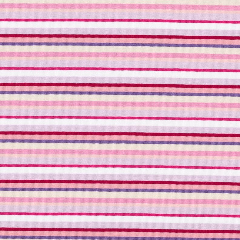 Bomuldsjersey cirkelstriber – syren/pink,  image number 1