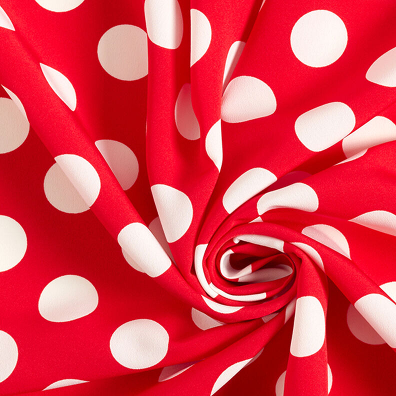 Crepe stof polkaprikker [2,5 cm] – rød,  image number 3