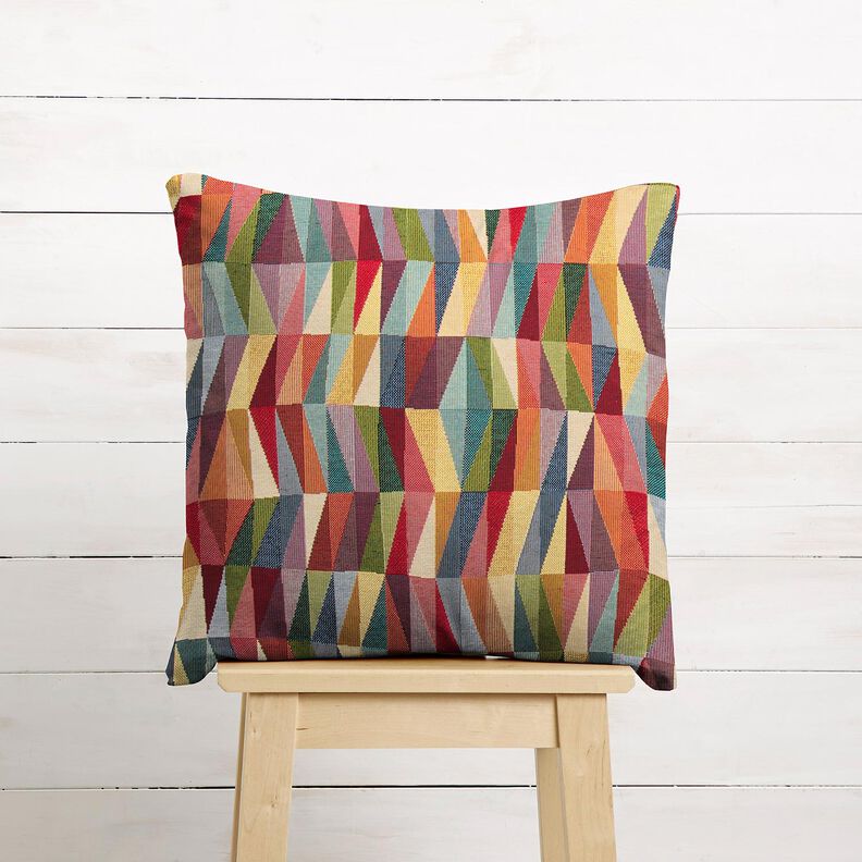 Dekorationsstof Gobelin grafisk zigzag – lysebeige/karminrød,  image number 7