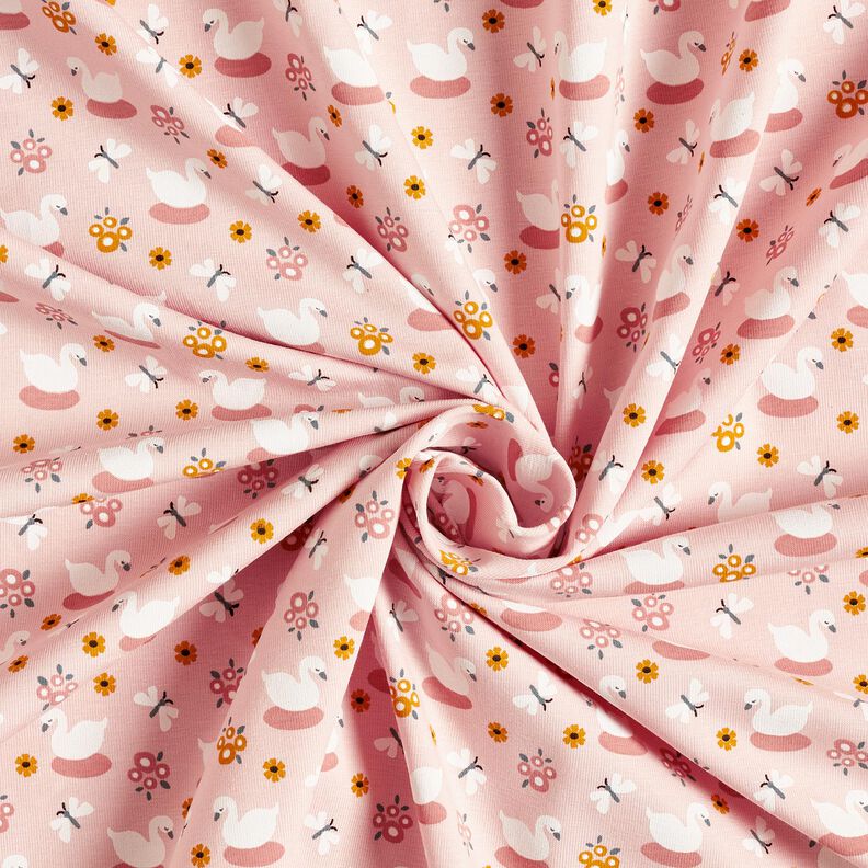 Bomuldsjersey søde svaner – lys rosa/hvid,  image number 3
