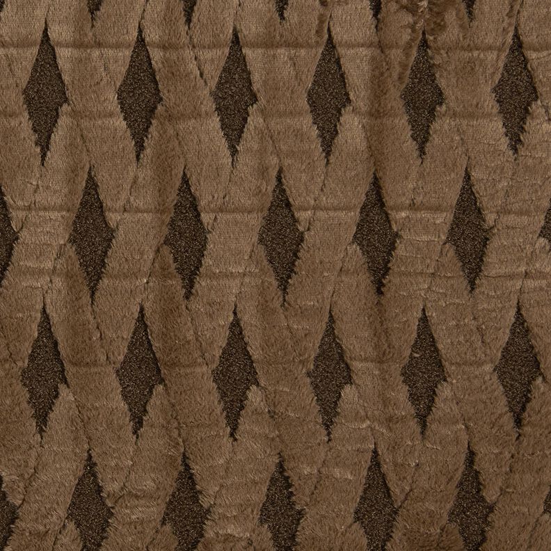 Kunstpels Bouclé stof romber – mørkebrun/sortbrun,  image number 1