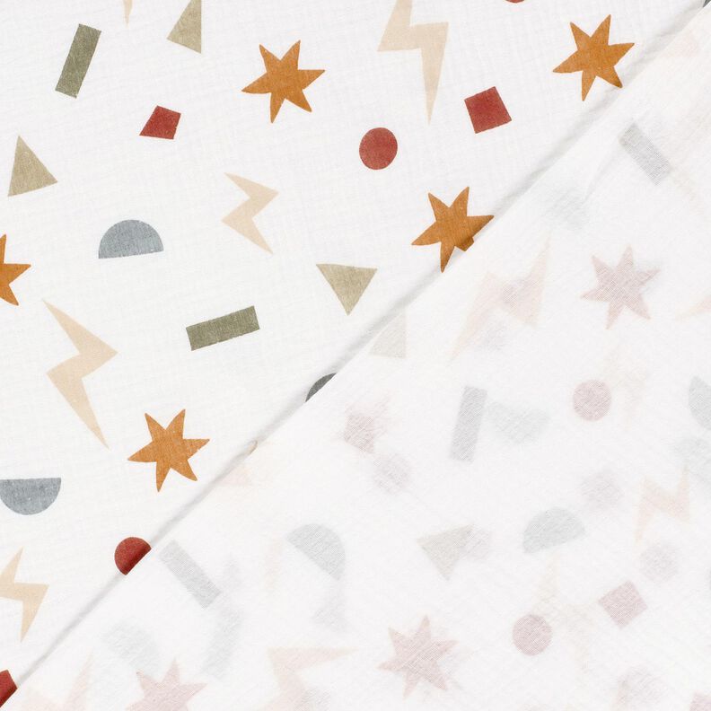 Musselin/Dobbelt-Crincle stof geometriske symboler – elfenben/karamel,  image number 4
