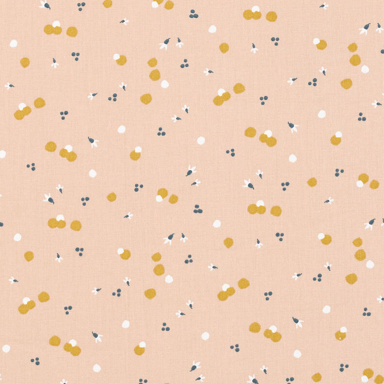 Bomuldsstof Cretonne farveprikker – beige,  image number 1