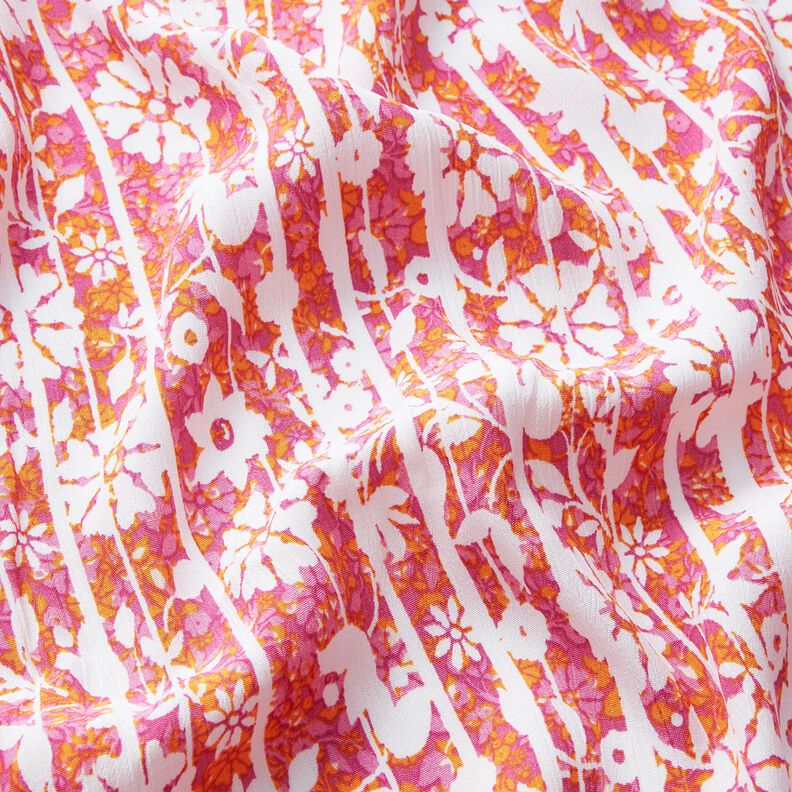 Viskosecrepe blomster og grene – orange/pink,  image number 2