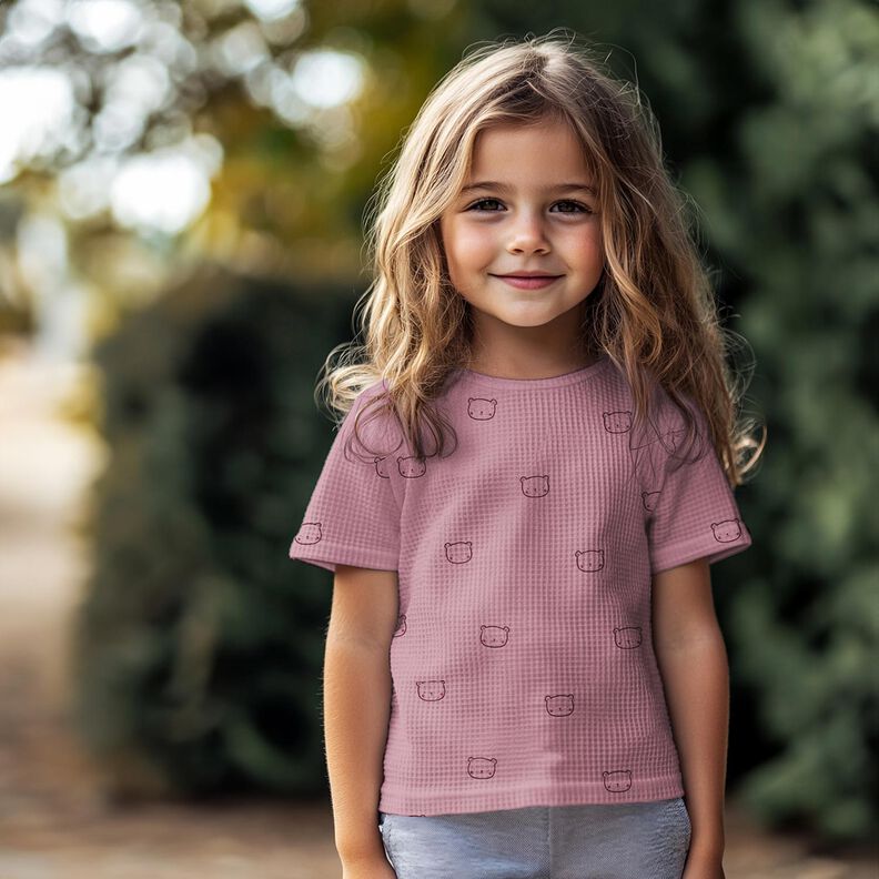 Vaflet jersey lille bjørn | Poppy Fabrics – mørk gammelrosa/aubergine,  image number 5