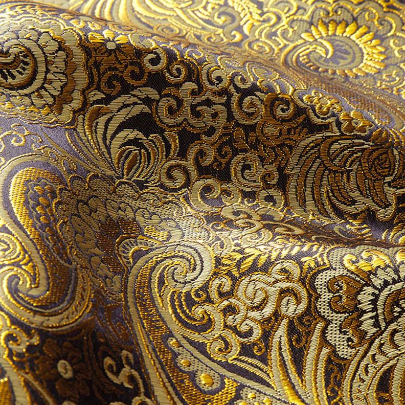 Beklædnings-jacquard metallic paisley – guld/sort,  image number 2