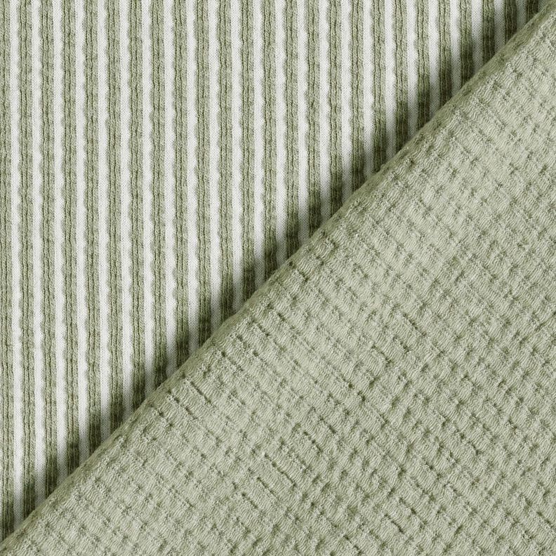 Bomuldsjersey Bæk og bølge fine striber – reed/hvid,  image number 4