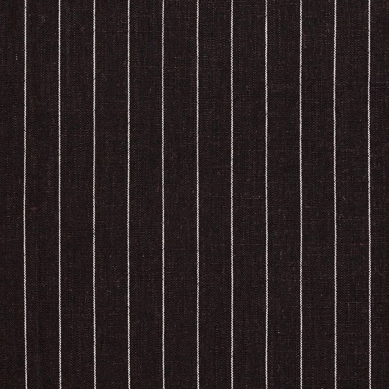 Viskose-hør-miks brede nålestriber – sort,  image number 1