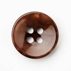4-huls knap marmoreret [Ø 15 mm] – kastaniebrun, 