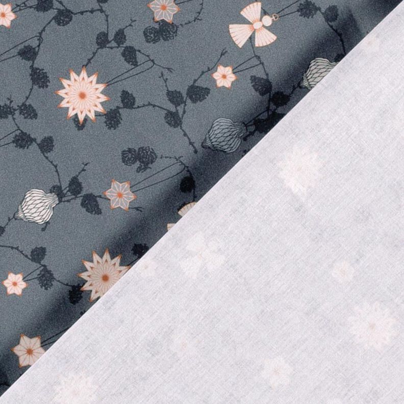 Bomuldsstof Poplin skandinavisk træpynt – skiffergrå,  image number 4