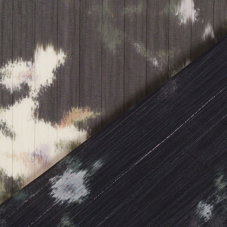 chiffon glitrende nålestriber i batiklook – sort/hvid,  image number 5